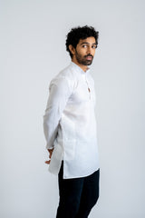 White Short Cotton kurta for man